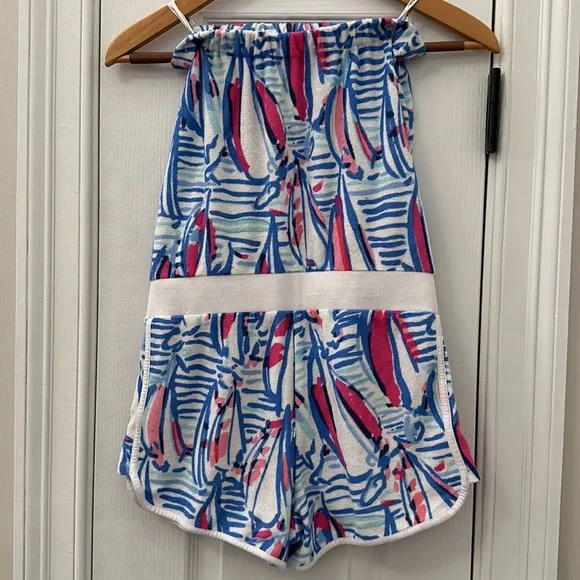 Lilly Pulitzer Dixon Terrycloth Romper Red, Right, Return XS - Picture 4 of 8
